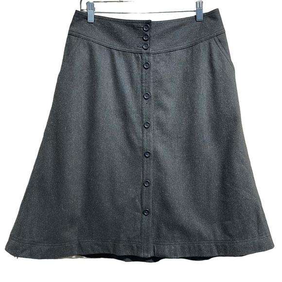 Banana Republic Wool Blend Button Front A-Line Modest Skirt Women's Size 8 - Picture 1 of 7